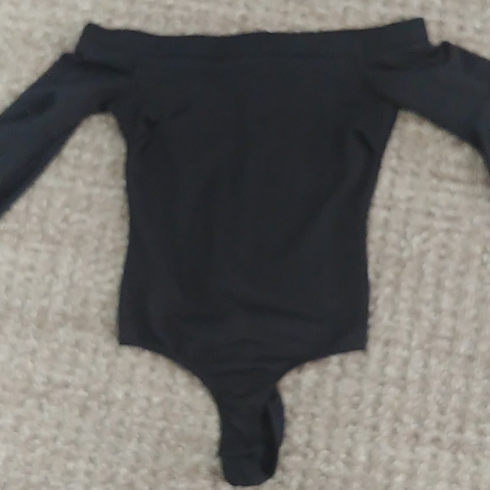 Black off the shoulder body suit